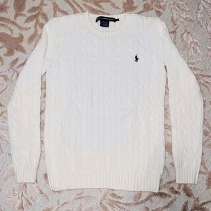 Ralph Lauren Cable Knit White Sweater